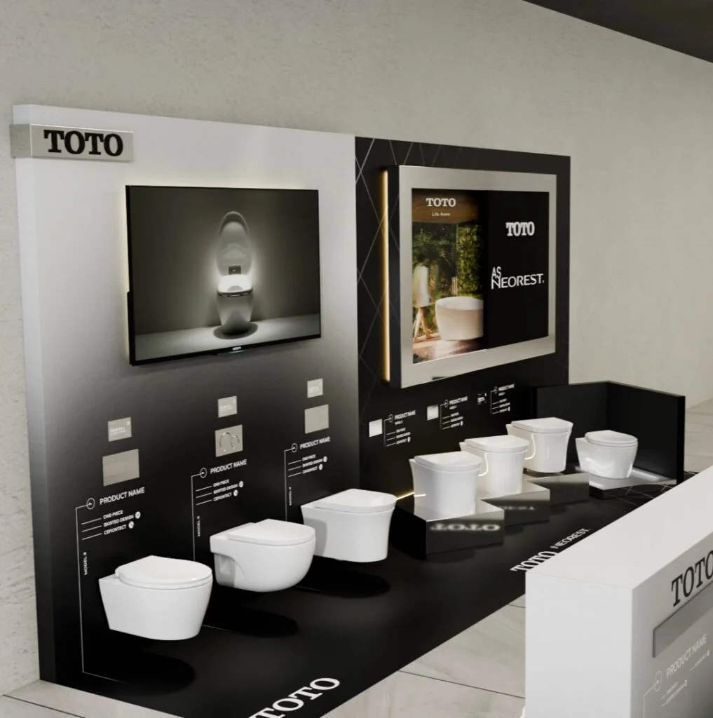 3D rendering of a bathroom fixture showroom display by Marketeller in Toronto